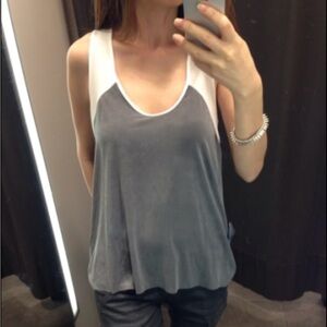 Zara Gray and White Tank Top Flowy small